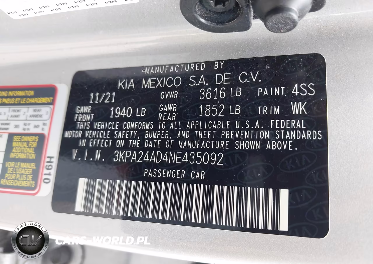 2022 Kia Rio S VIN:3KPA24AD4NE435092 - 9