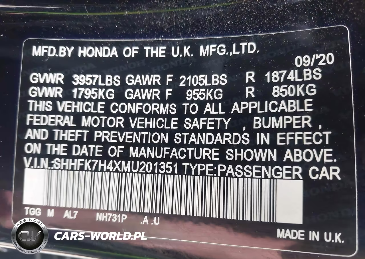 2021 Honda Civic Sport VIN:SHHFK7H4XMU201351 - 9