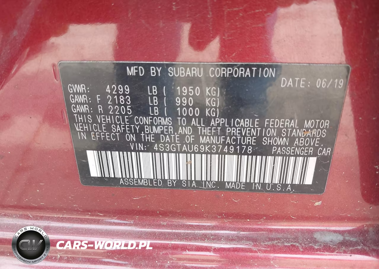 2019 Subaru Impreza 2.0I Limited VIN:4S3GTAU69K3749178 - 9