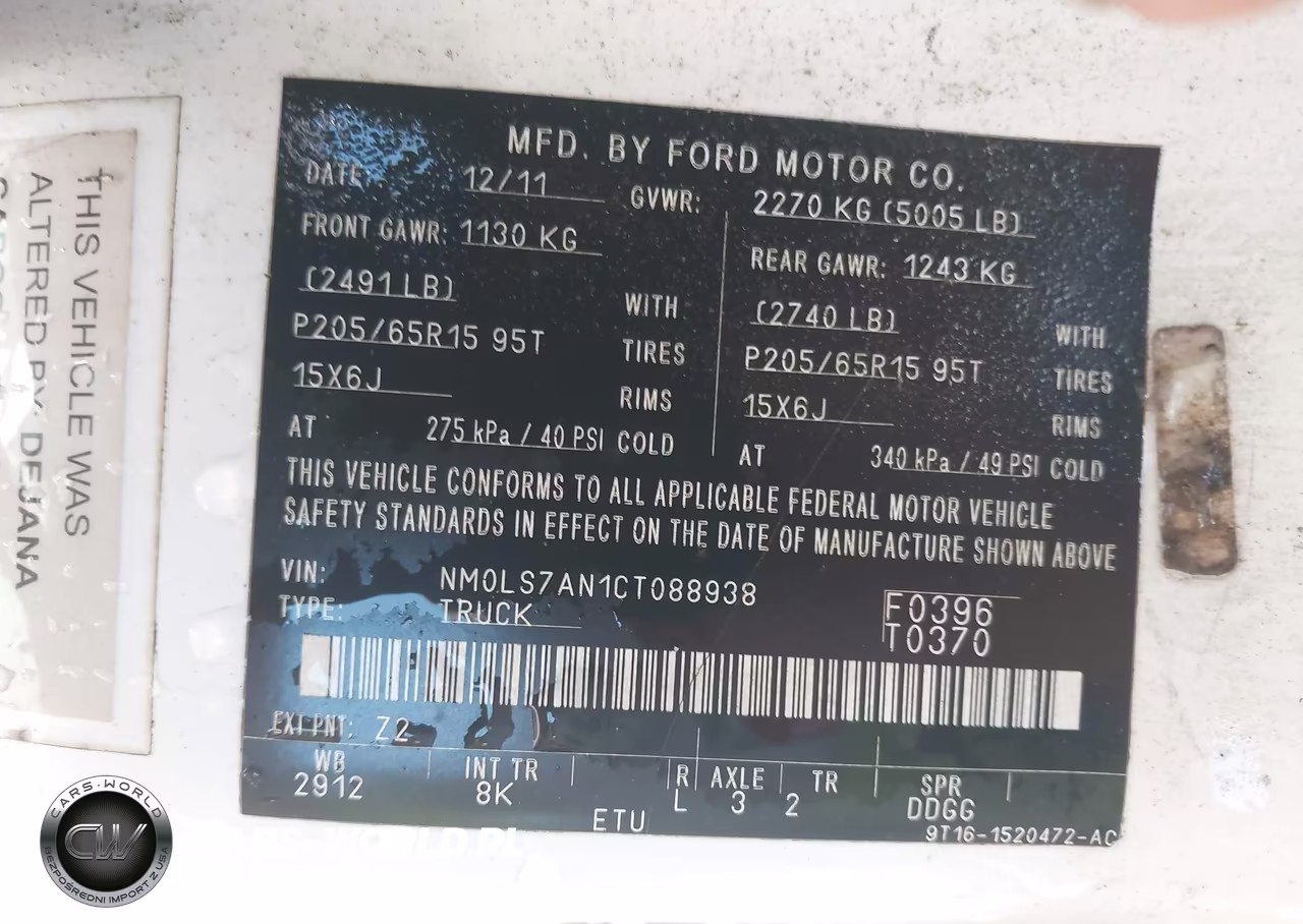 2012 Ford Transit Connect Xl VIN:NM0LS7AN1CT088938 - 9