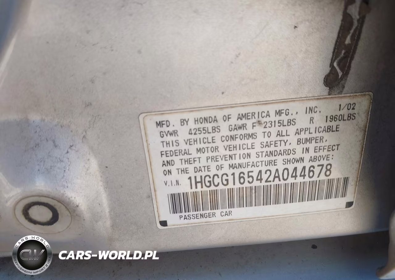 2002 Honda Accord 3.0 Ex VIN:1HGCG16542A044678 - 9