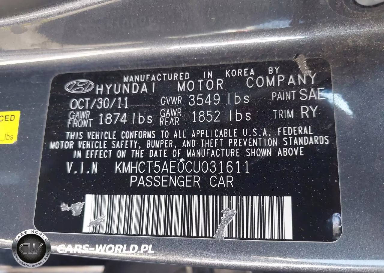 2012 Hyundai Accent Gs VIN:KMHCT5AE0CU031611 - 9