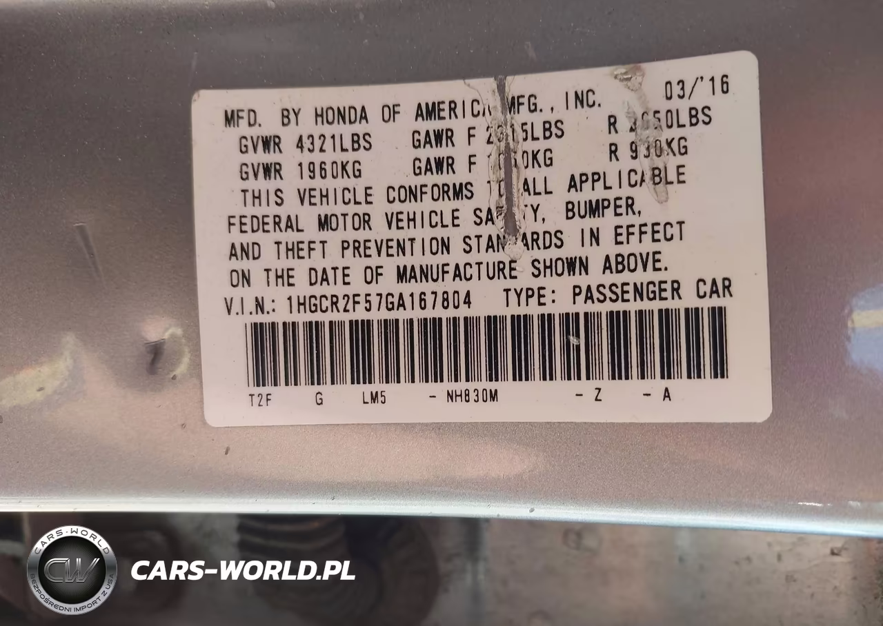 2016 Honda Accord Sport VIN:1HGCR2F57GA167804 - 9