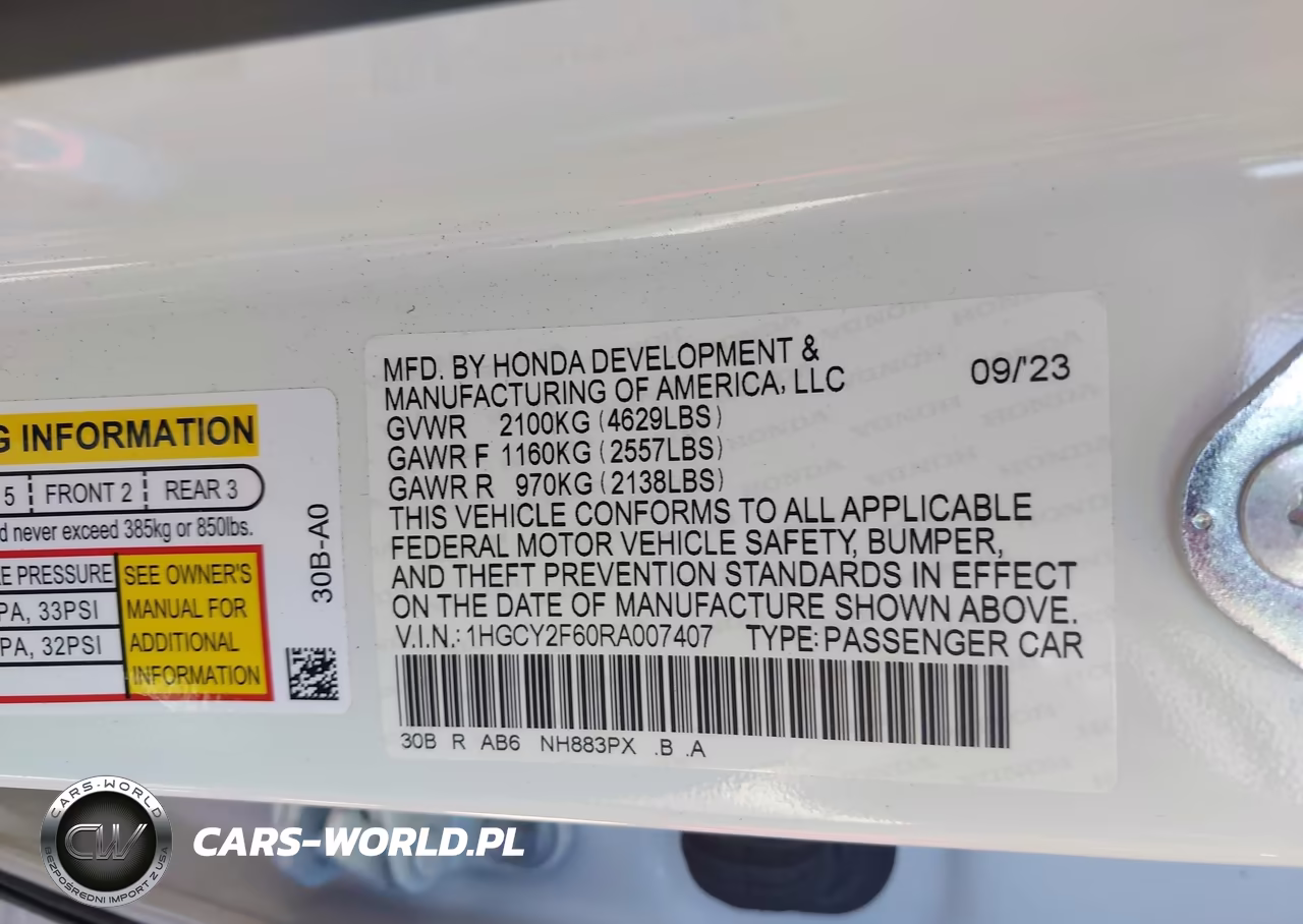 2024 Honda Accord Hybrid Ex-L VIN:1HGCY2F60RA007407 - 7