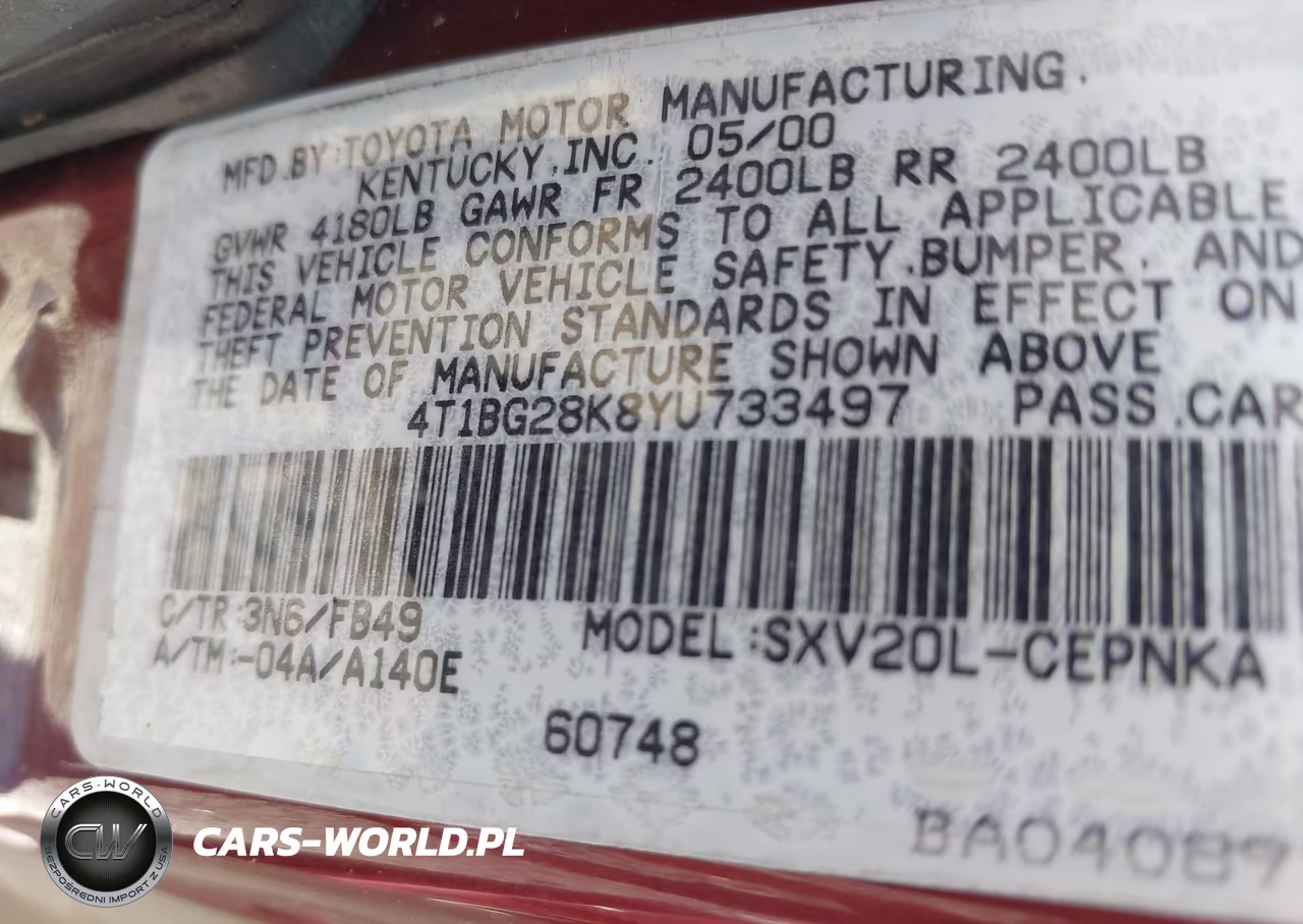 2000 Toyota Camry Le VIN:4T1BG28K8YU733497 - 9
