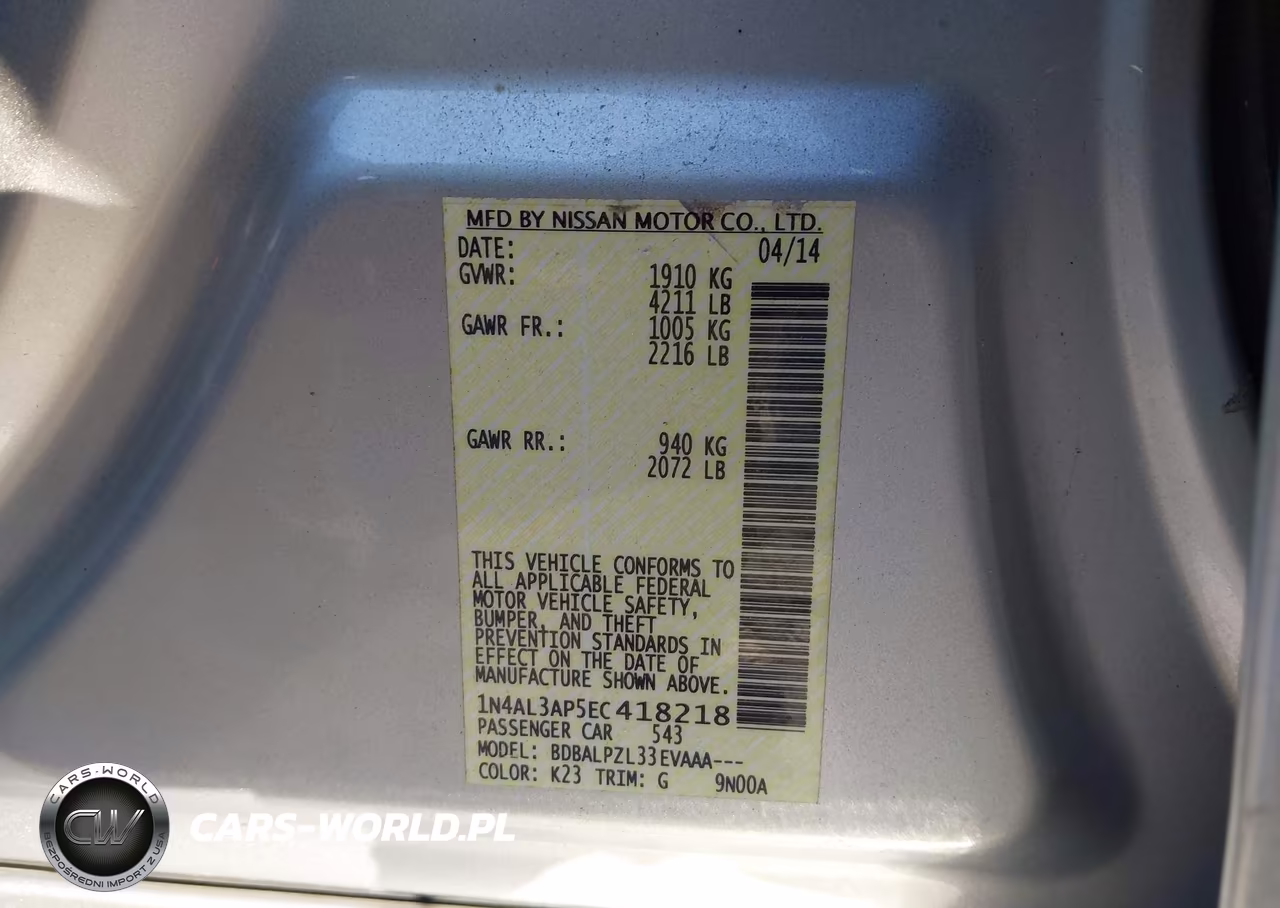 2014 Nissan Altima 2.5 VIN:1N4AL3AP5EC418218 - 9