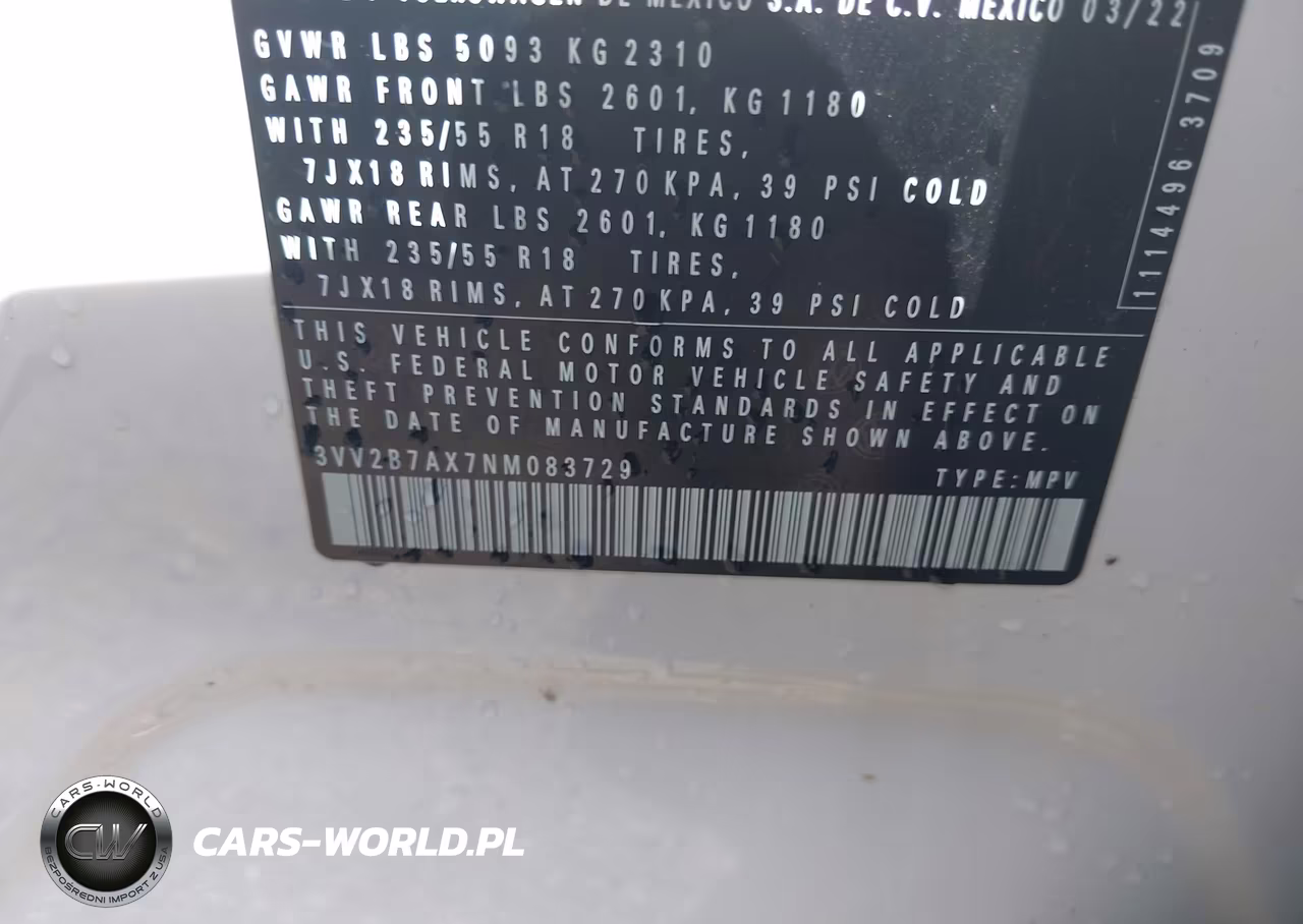 2022 Volkswagen Tiguan 2.0T Se VIN:3VV2B7AX7NM083729 - 9