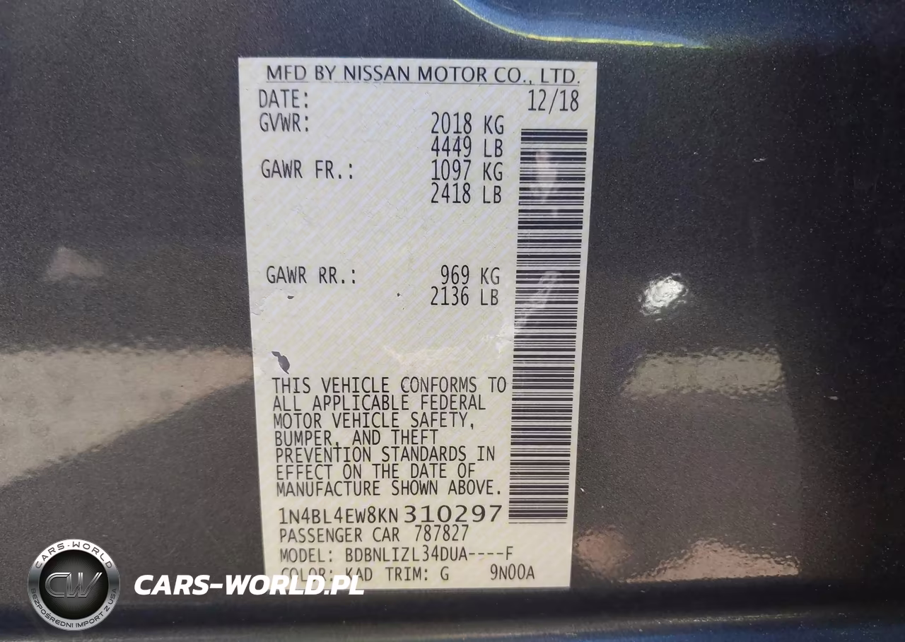 2019 Nissan Altima 2.5 Sl VIN:1N4BL4EW8KN310297 - 9