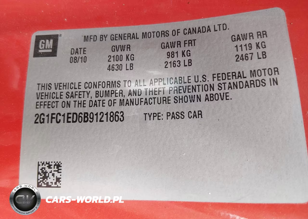 2011 Chevrolet Camaro 2Lt VIN:2G1FC1ED6B9121863 - 9
