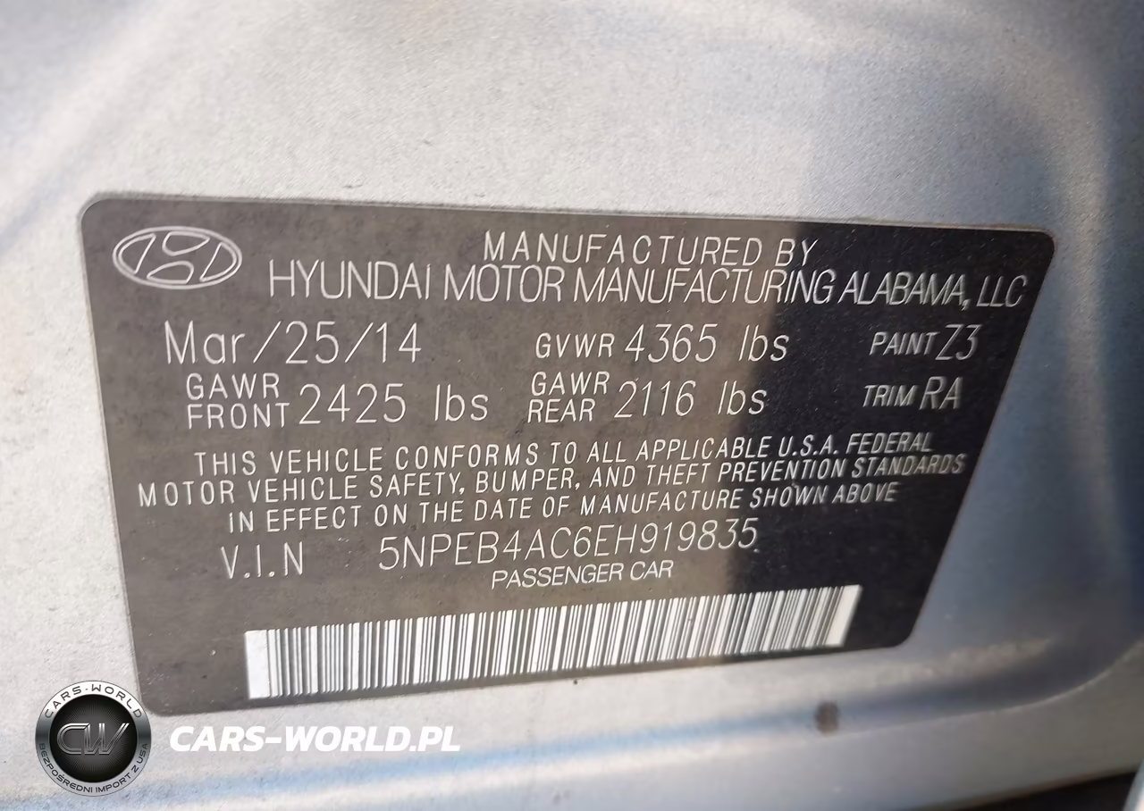 2014 Hyundai Sonata Gls VIN:5NPEB4AC6EH919835 - 9