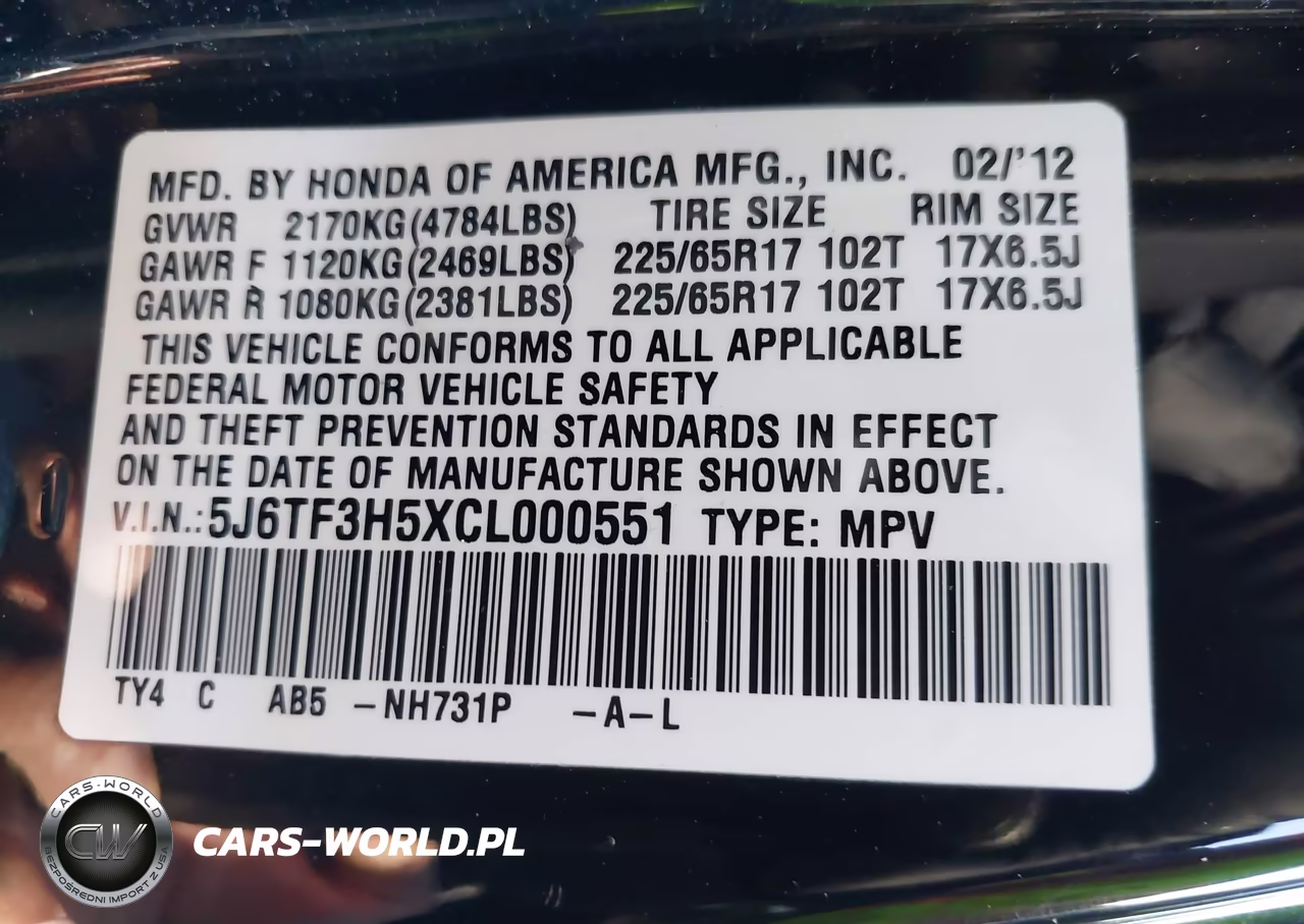 2012 Honda Crosstour 2.4 Ex-L VIN:5J6TF3H5XCL000551 - 9