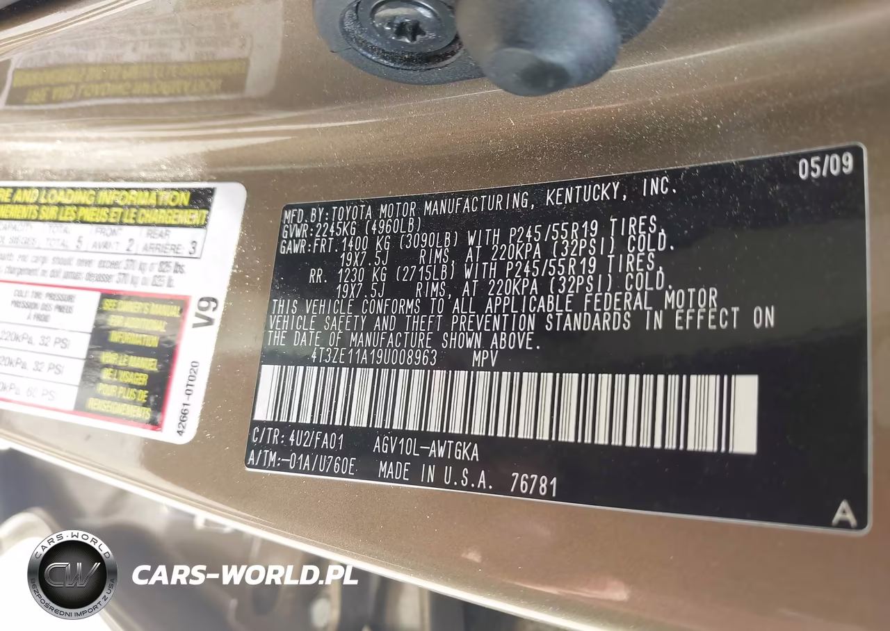 2009 Toyota Venza VIN:4T3ZE11A19U008963 - 9