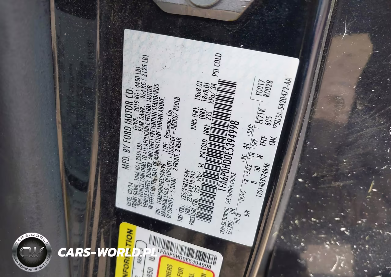 2014 Ford Fusion Se VIN:1FA6P0HD0E5394998 - 9