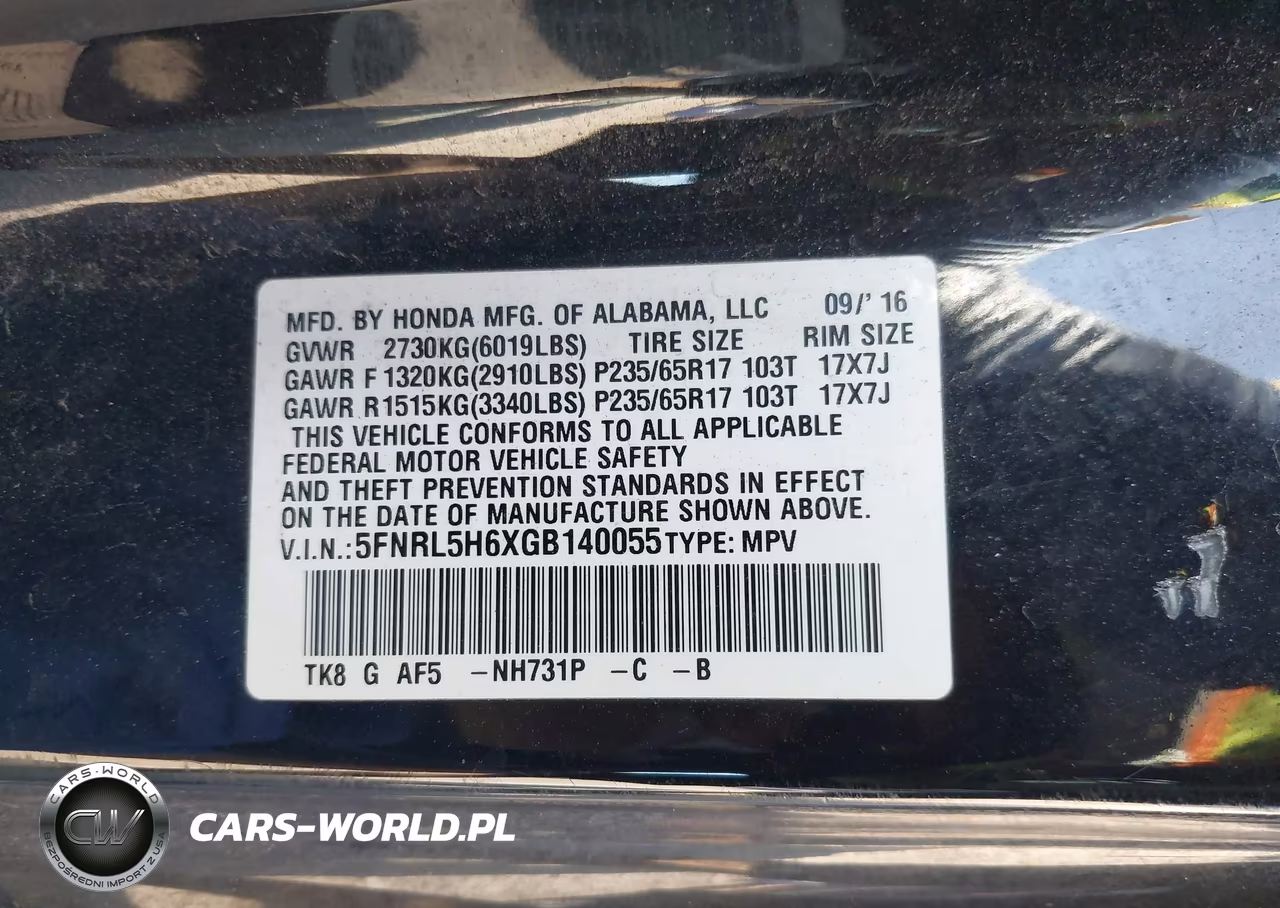 2016 Honda Odyssey Ex-L VIN:5FNRL5H6XGB140055 - 9
