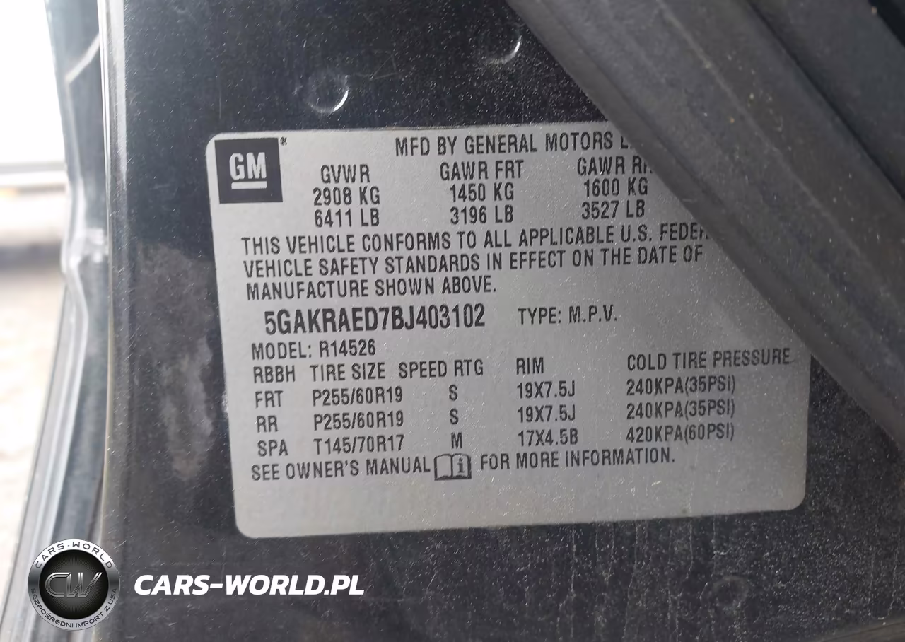 2011 Buick Enclave Cx VIN:5GAKRAED7BJ403102 - 9