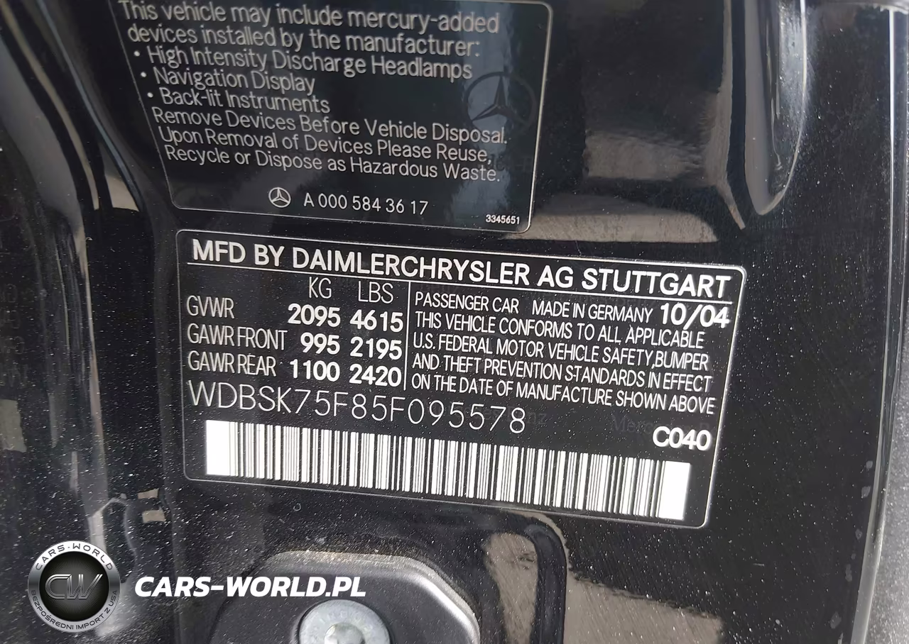 2005 Mercedes-Benz Sl 500 VIN:WDBSK75F85F095578 - 9