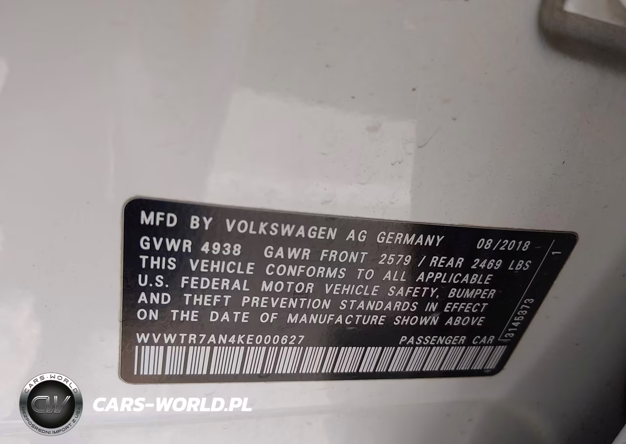 2019 Volkswagen Arteon 2.0T Sel Premium R-Line VIN:WVWTR7AN4KE000627 - 9