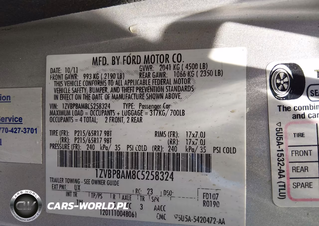2012 Ford Mustang V6 VIN:1ZVBP8AM8C5258324 - 9