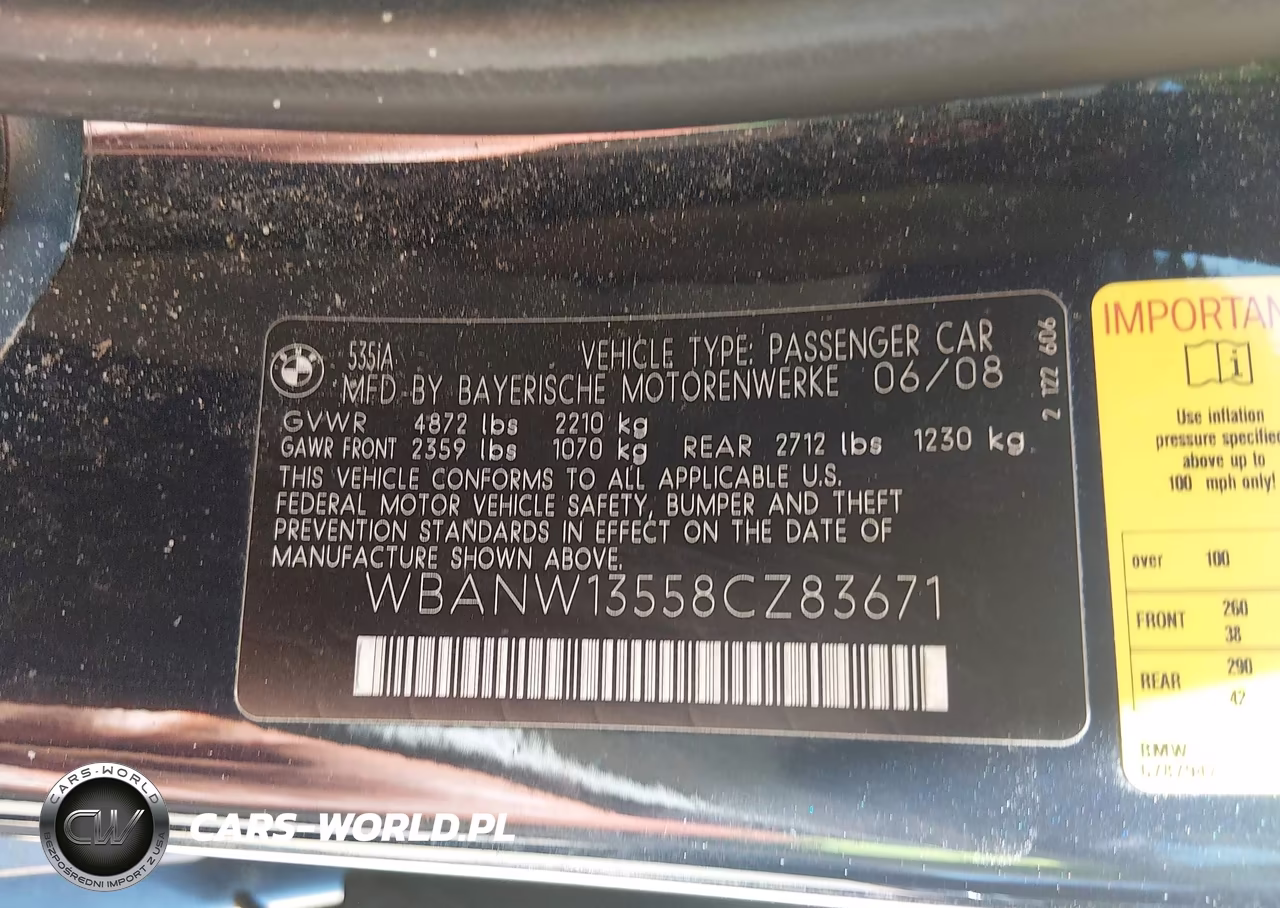 2008 BMW 535I VIN:WBANW13558CZ83671 - 9