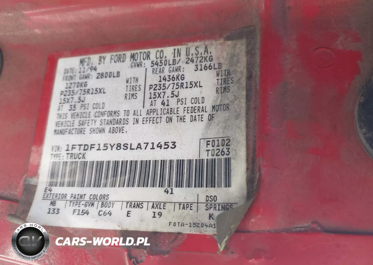 1995 Ford F150 VIN:1FTDF15Y8SLA71453 - 9