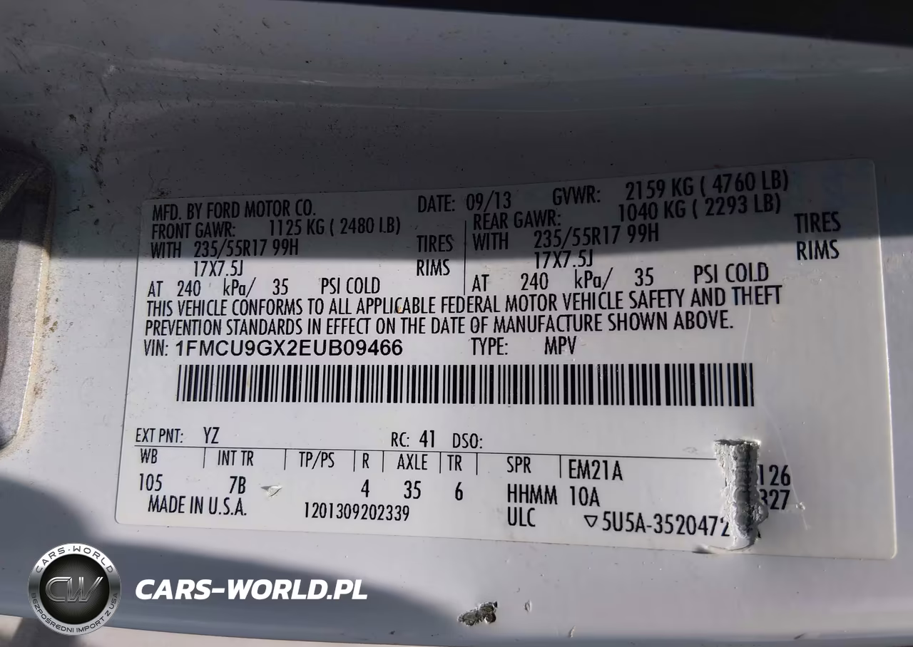 2014 Ford Escape Se VIN:1FMCU9GX2EUB09466 - 9