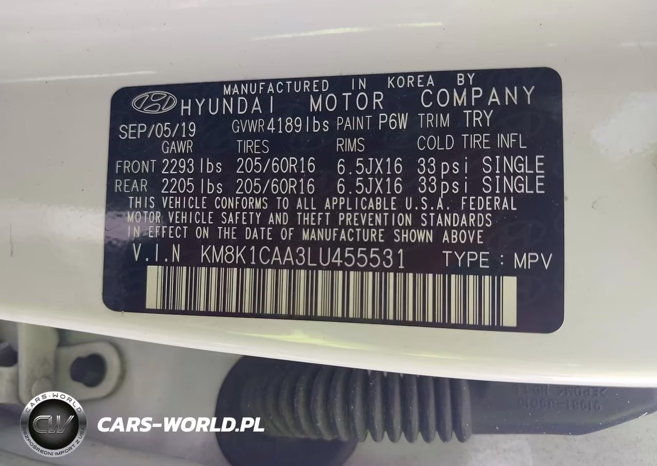 2020 Hyundai Kona Se VIN:KM8K1CAA3LU455531 - 9