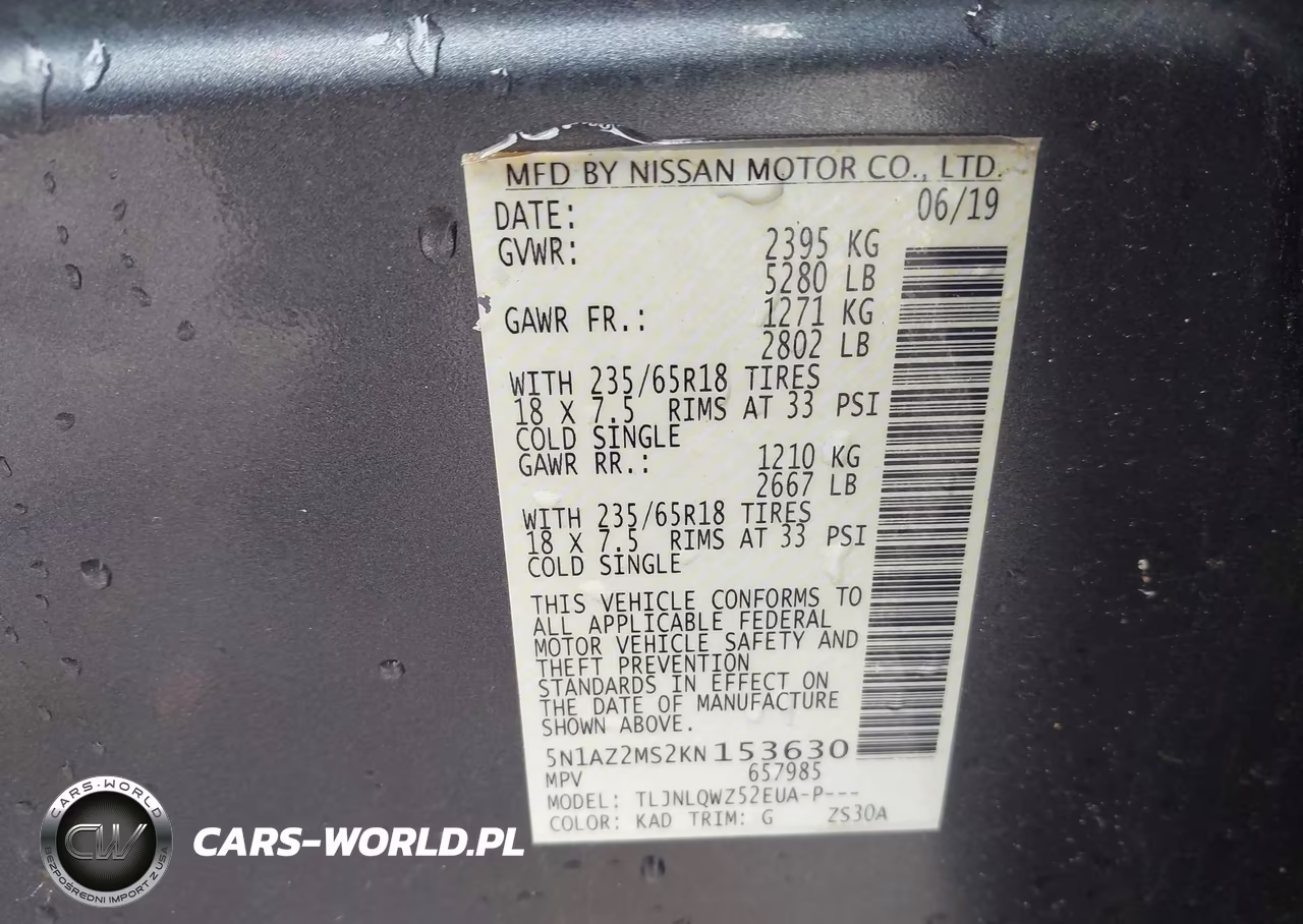 2019 Nissan Murano S VIN:5N1AZ2MS2KN153630 - 9