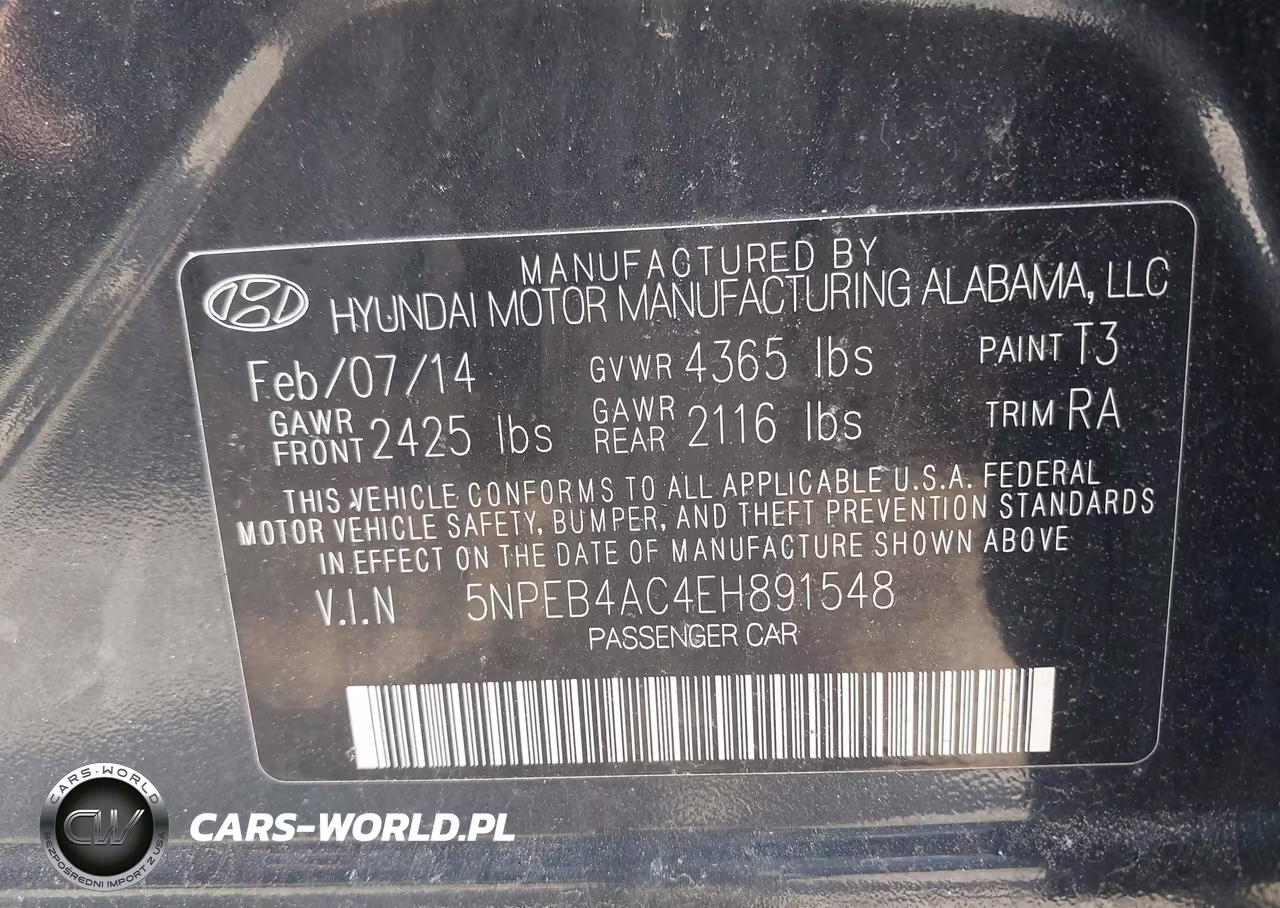 2014 Hyundai Sonata Gls VIN:5NPEB4AC4EH891548 - 9
