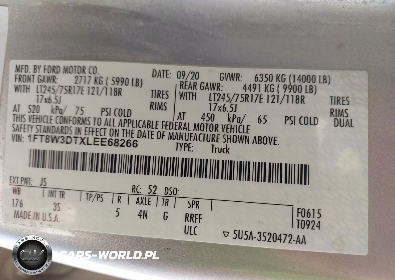 2020 Ford F-350 Xlt VIN:1FT8W3DTXLEE68266 - 8