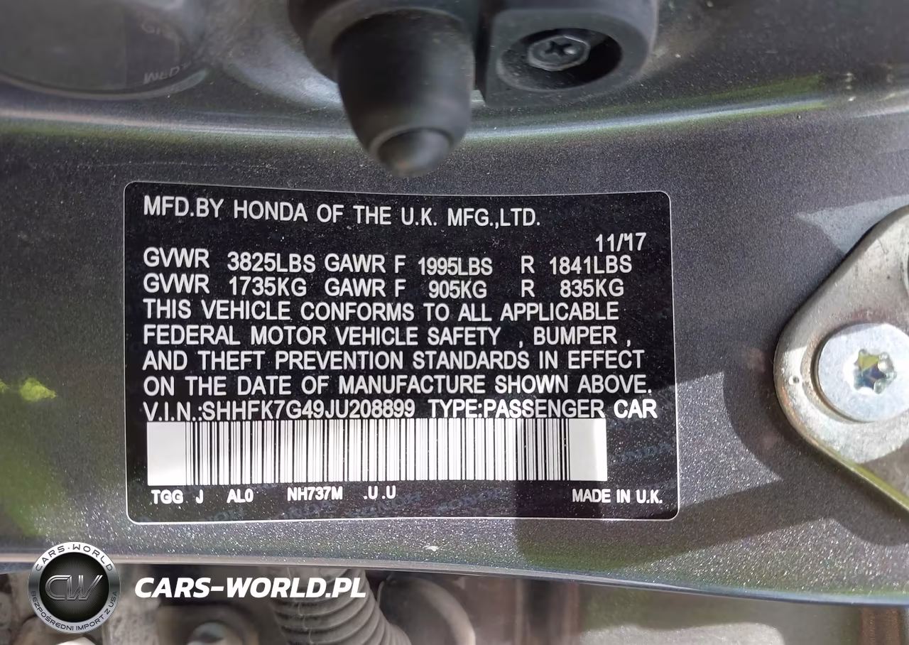 2018 Honda Civic Sport VIN:SHHFK7G49JU208899 - 9