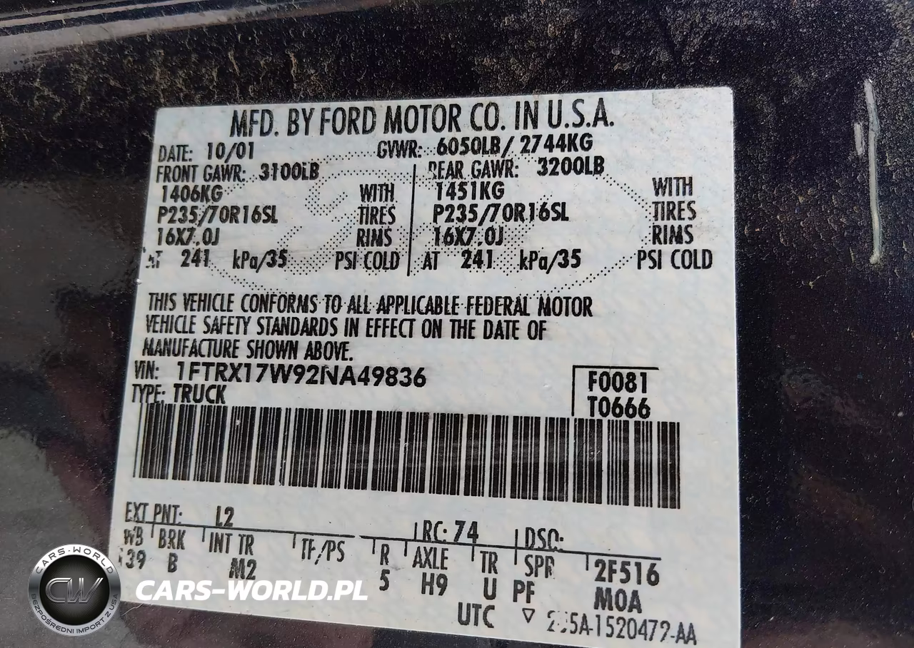 2002 Ford F150 VIN:1FTRX17W92NA49836 - 9
