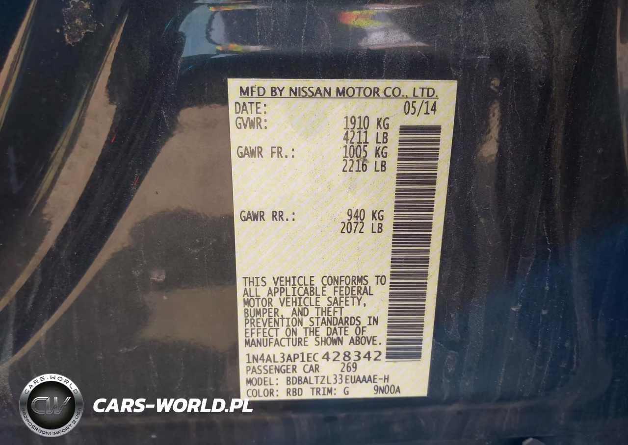 2014 Nissan Altima 2.5 Sv VIN:1N4AL3AP1EC428342 - 9
