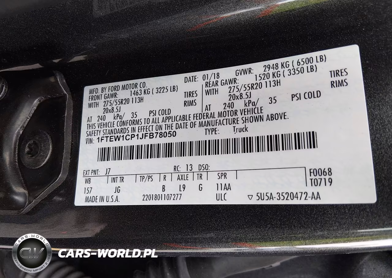 2018 Ford F-150 Xl VIN:1FTEW1CP1JFB78050 - 9