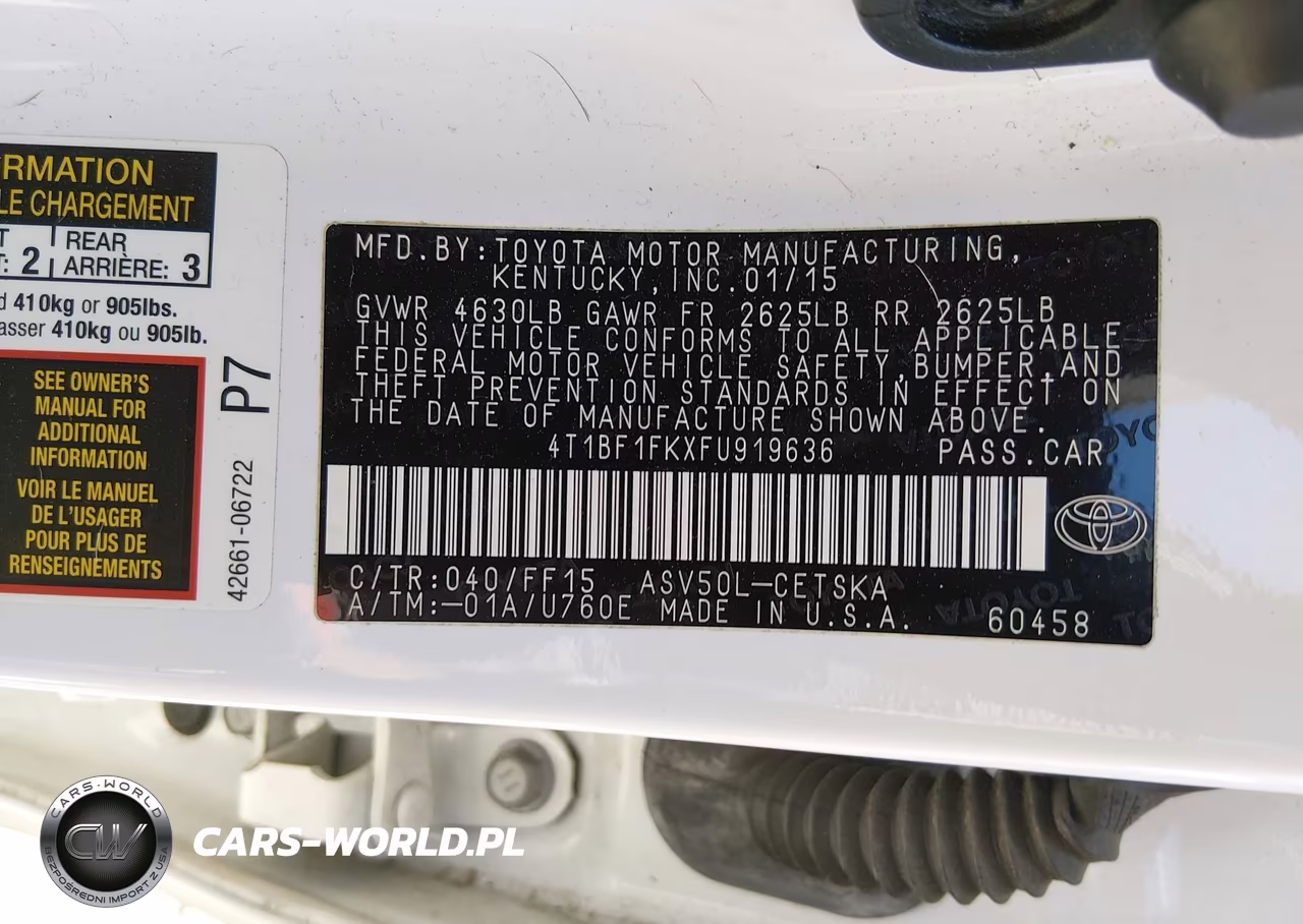 2015 Toyota Camry Se VIN:4T1BF1FKXFU919636 - 9