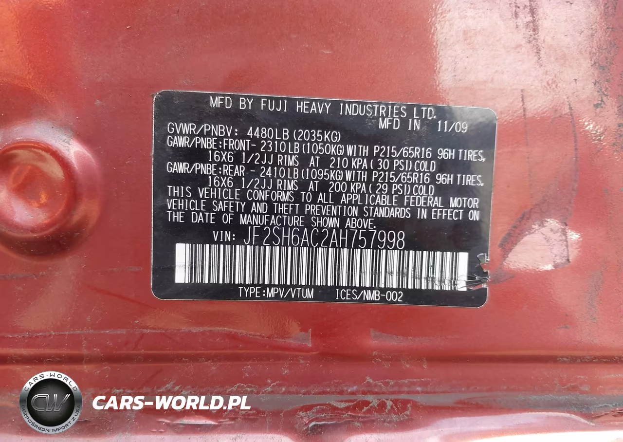 2010 Subaru Forester 2.5X VIN:JF2SH6AC2AH757998 - 9