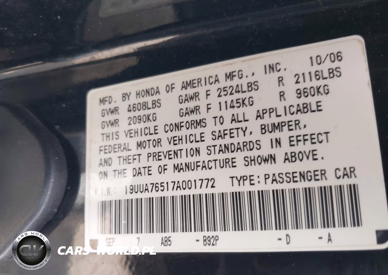 2007 Acura Tl Type S VIN:19UUA76517A001772 - 9