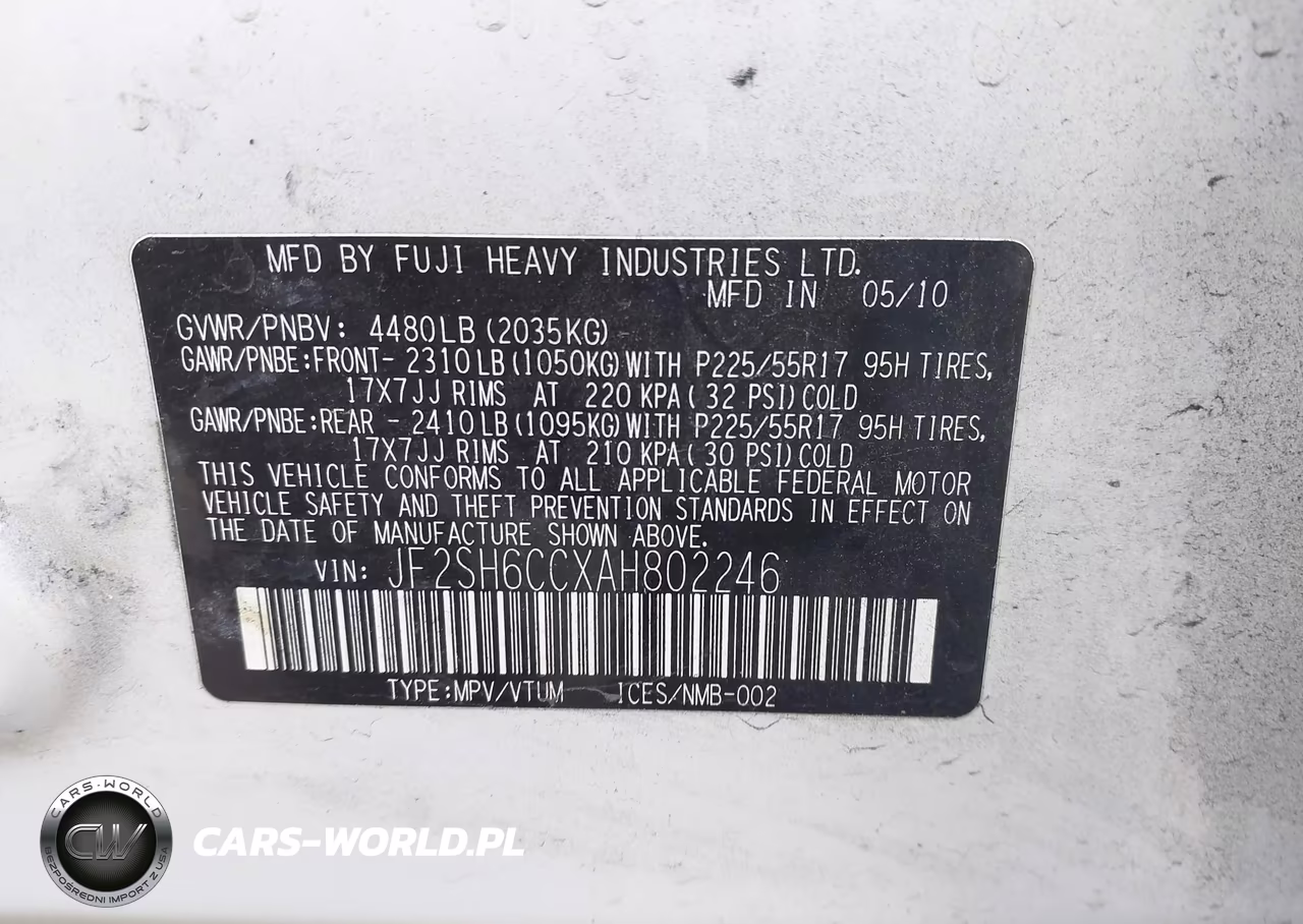 2010 Subaru Forester 2.5X Premium VIN:JF2SH6CCXAH802246 - 9