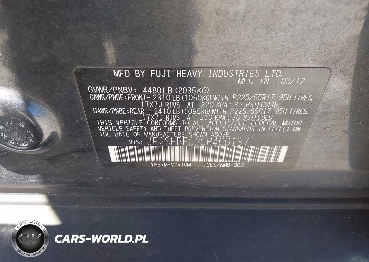 2012 Subaru Forester 2.5X Limited VIN:JF2SHBEC2CH460137 - 9