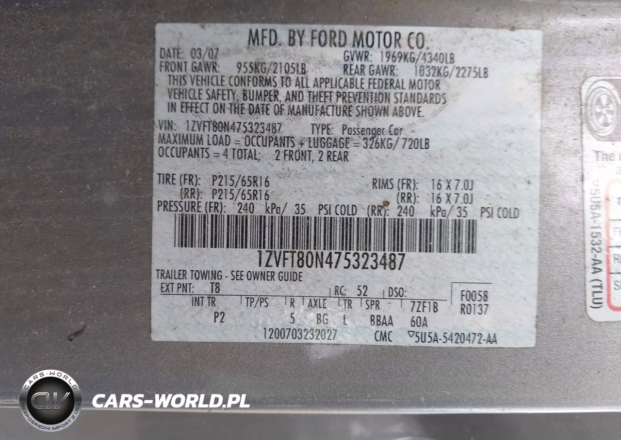 2007 Ford Mustang V6 Deluxe-V6 Premium VIN:1ZVFT80N475323487 - 9