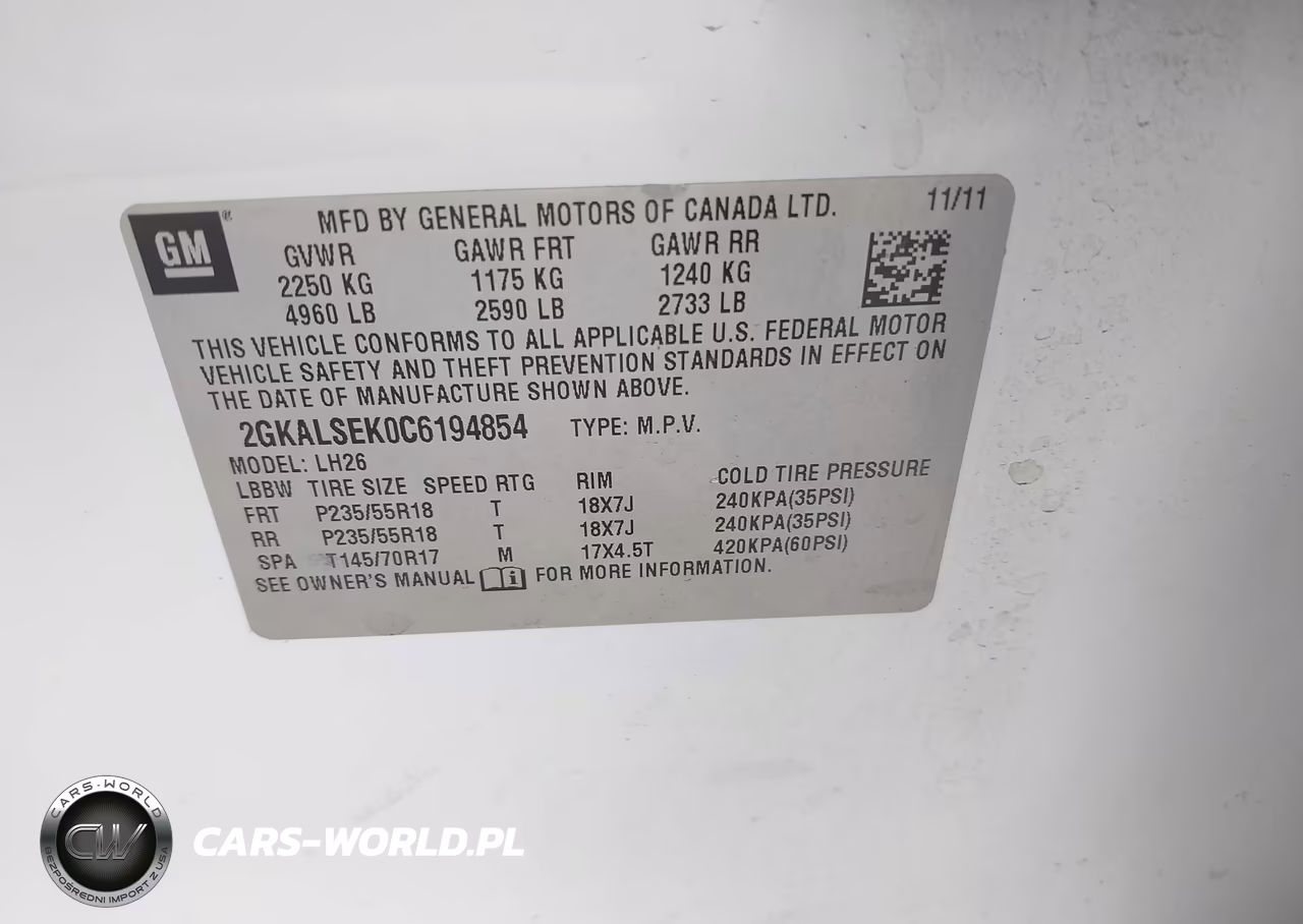 2012 GMC Terrain Sle-2 VIN:2GKALSEK0C6194854 - 9
