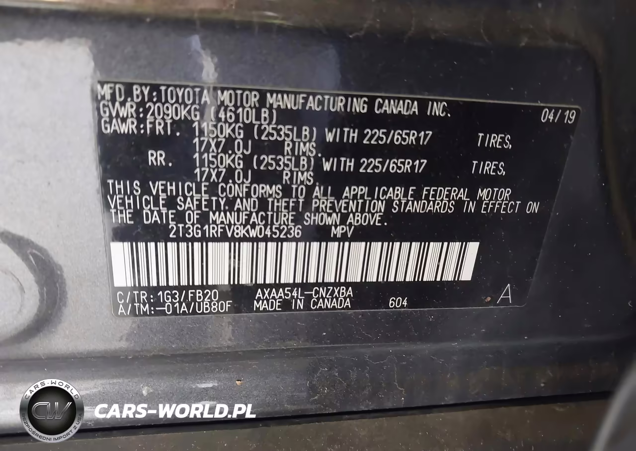 2019 Toyota Rav4 Le VIN:2T3G1RFV8KW045236 - 9
