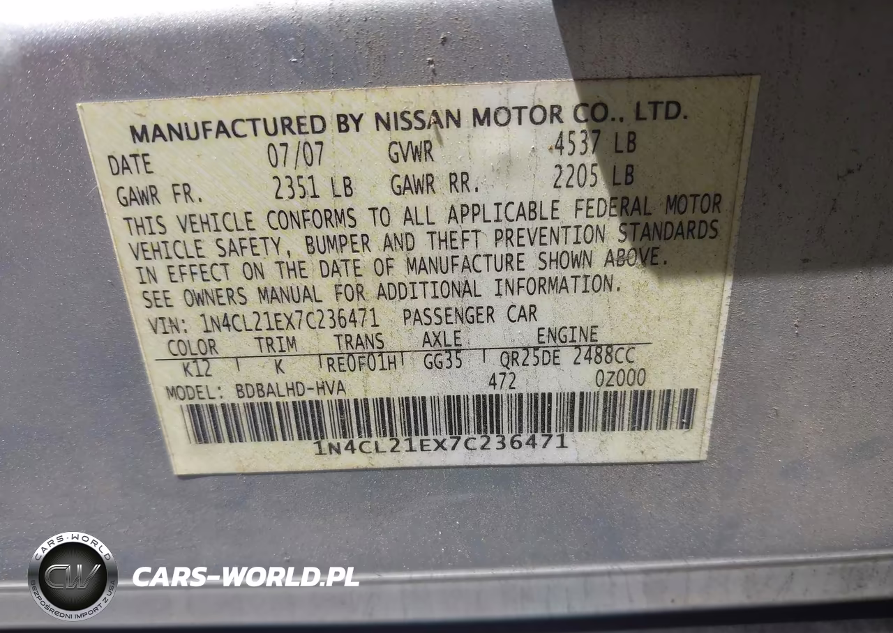 2007 Nissan Altima Hybrid VIN:1N4CL21EX7C236471 - 9