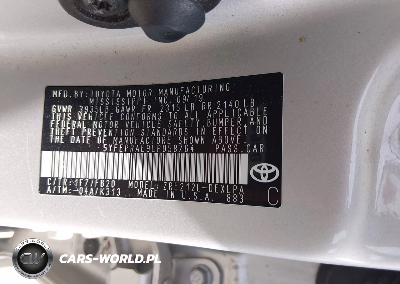 2020 Toyota Corolla Le VIN:5YFEPRAE9LP058764 - 9
