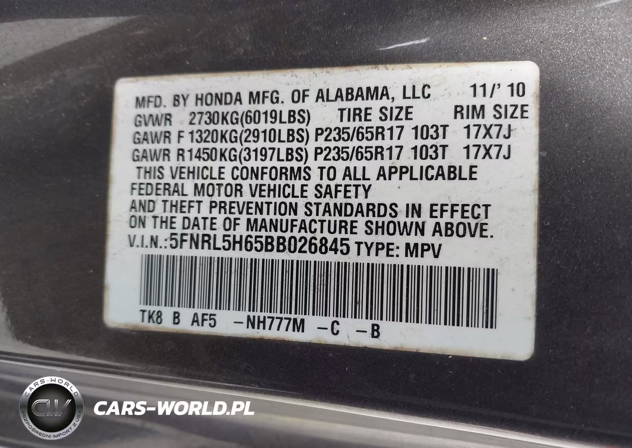 2011 Honda Odyssey Ex-L VIN:5FNRL5H65BB026845 - 9