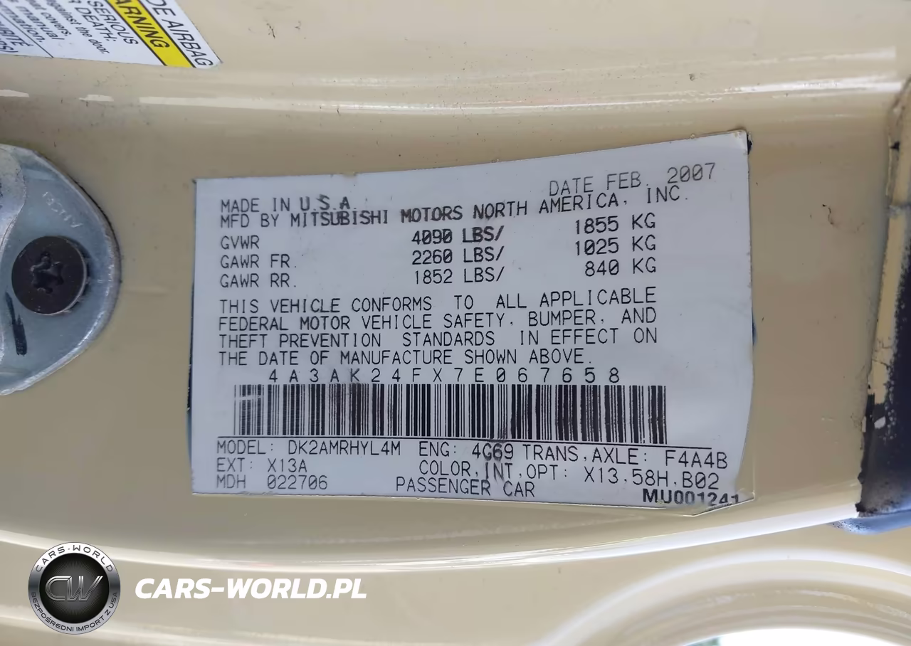 2007 Mitsubishi Eclipse Gs VIN:4A3AK24FX7E067658 - 9