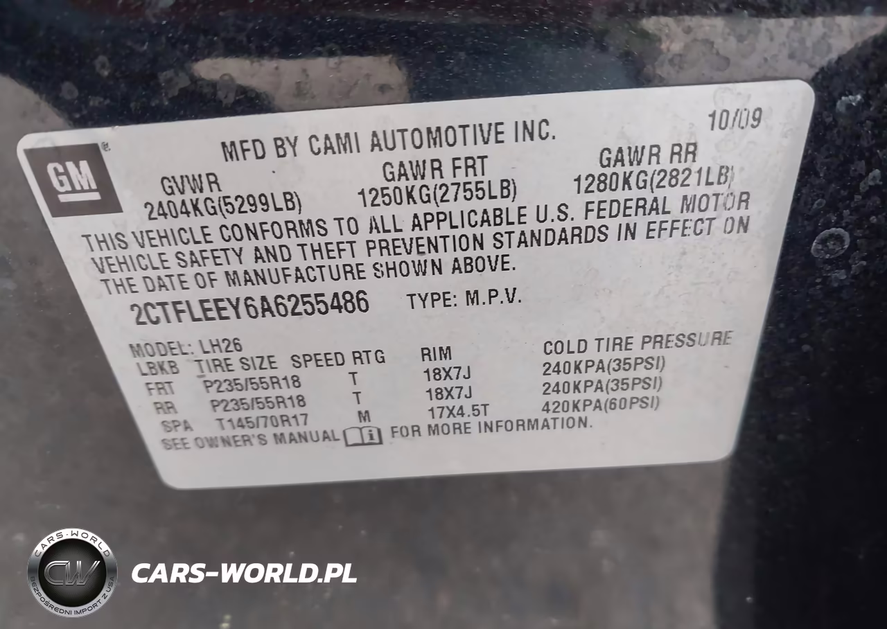 2010 GMC Terrain Sle-2 VIN:2CTFLEEY6A6255486 - 9