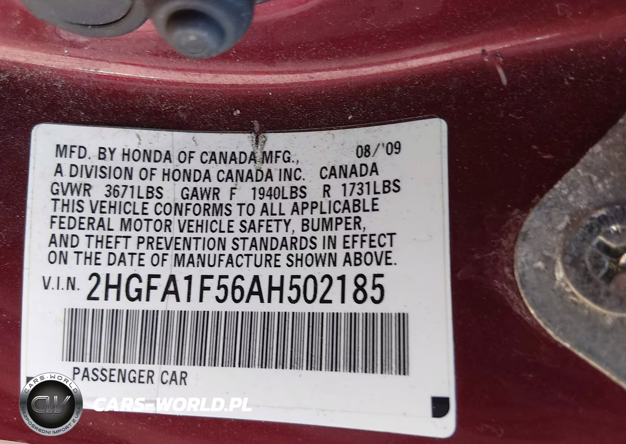 2010 Honda Civic Lx VIN:2HGFA1F56AH502185 - 9