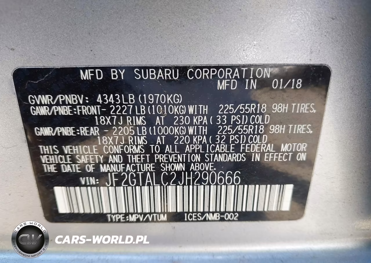 2018 Subaru Crosstrek 2.0I Limited VIN:JF2GTALC2JH290666 - 9