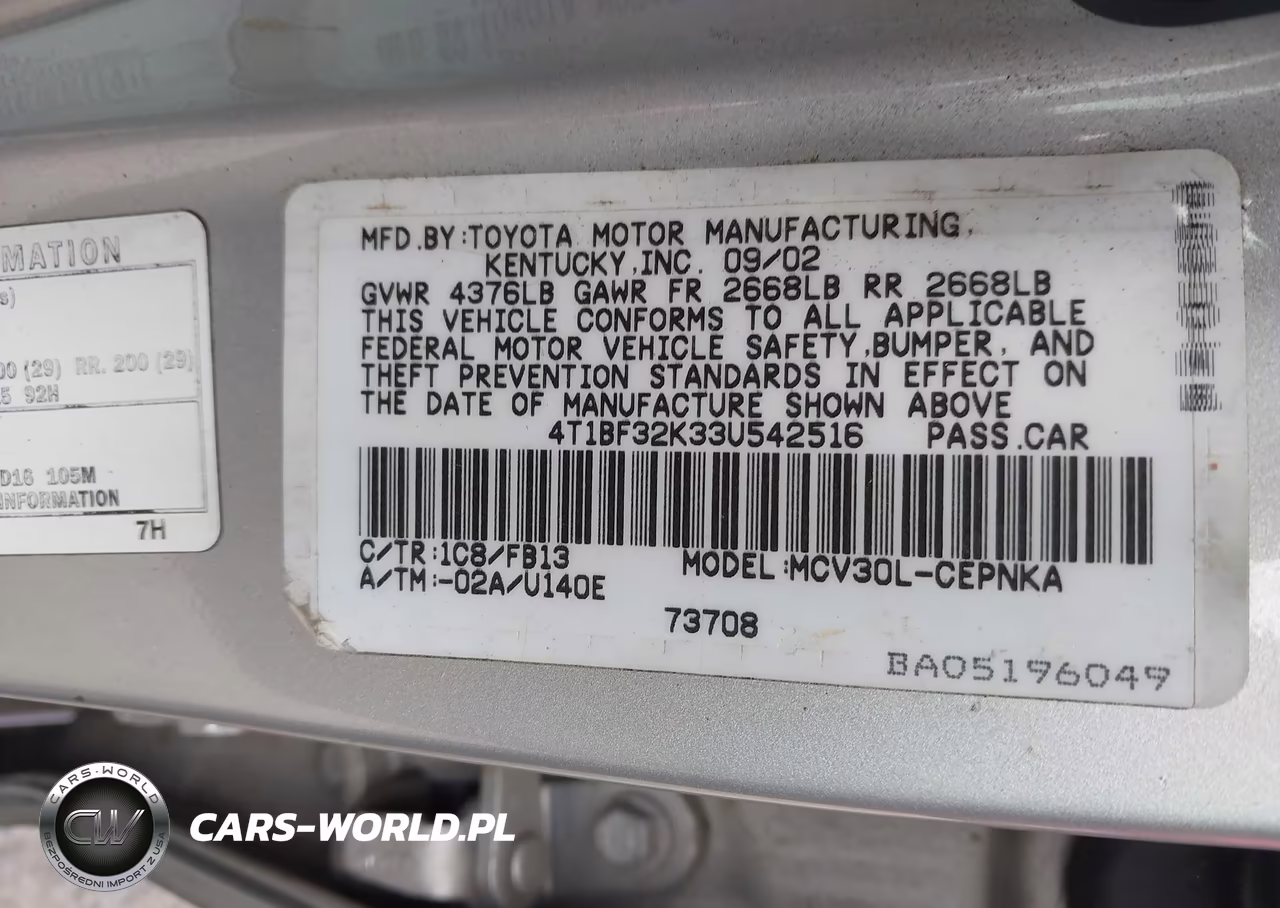 2003 Toyota Camry Le V6 VIN:4T1BF32K33U542516 - 9