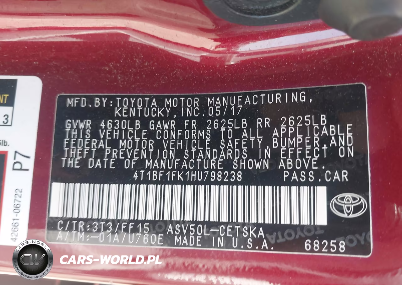 2017 Toyota Camry Se VIN:4T1BF1FK1HU798238 - 9